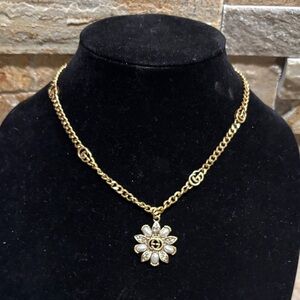 Gold Flower GG Pendant Necklace